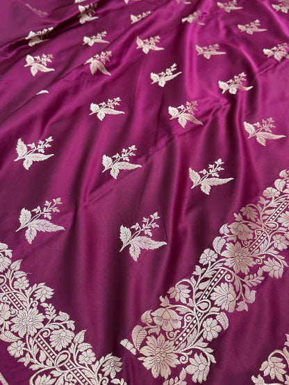 Wine Shades Floral Boota Mashru Silk Saree