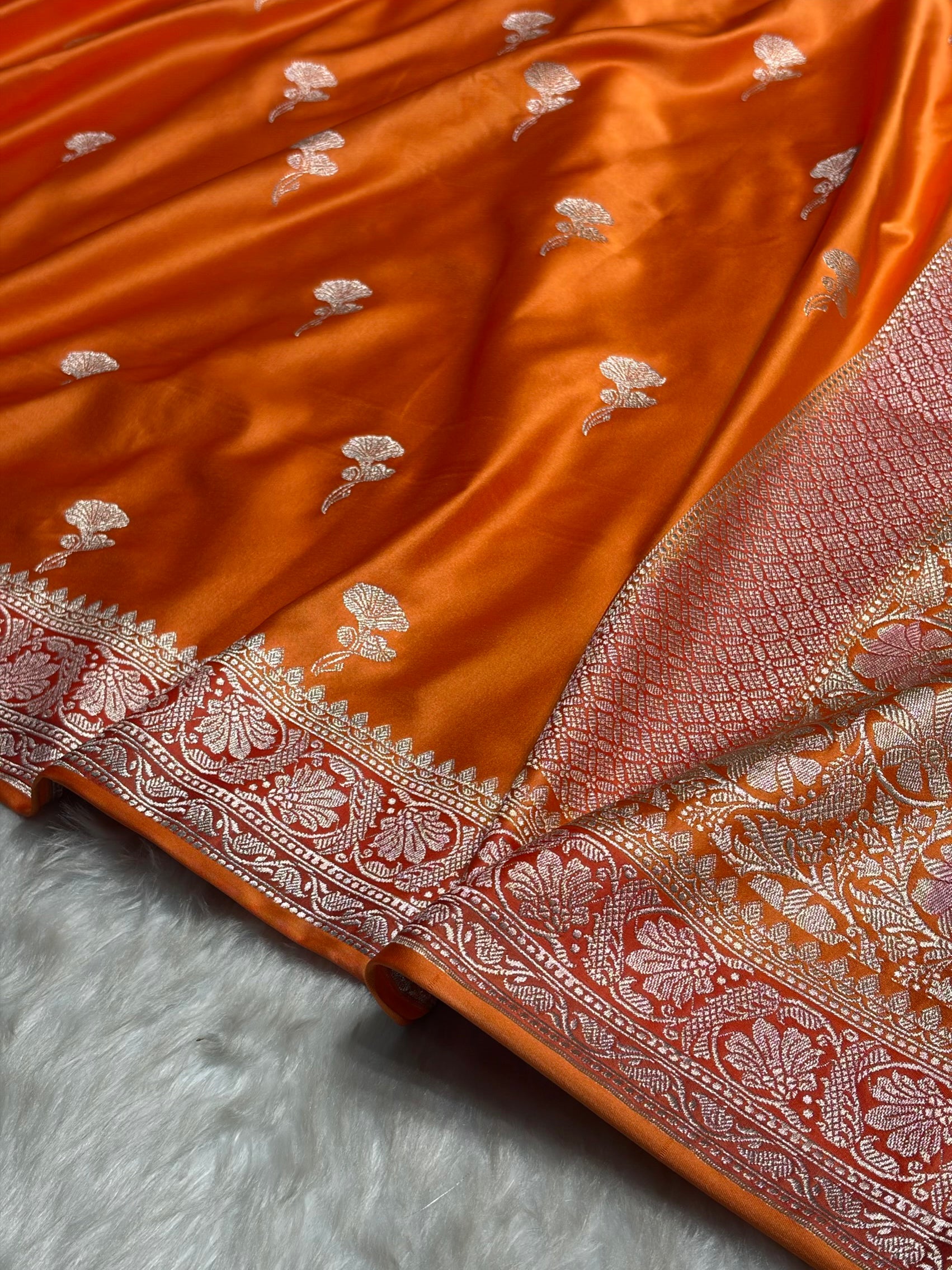 Orange Shades Minakari Boota Mashru Silk Saree MS51