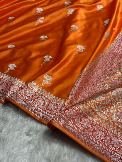 Orange Shades Minakari Boota Mashru Silk Saree MS51