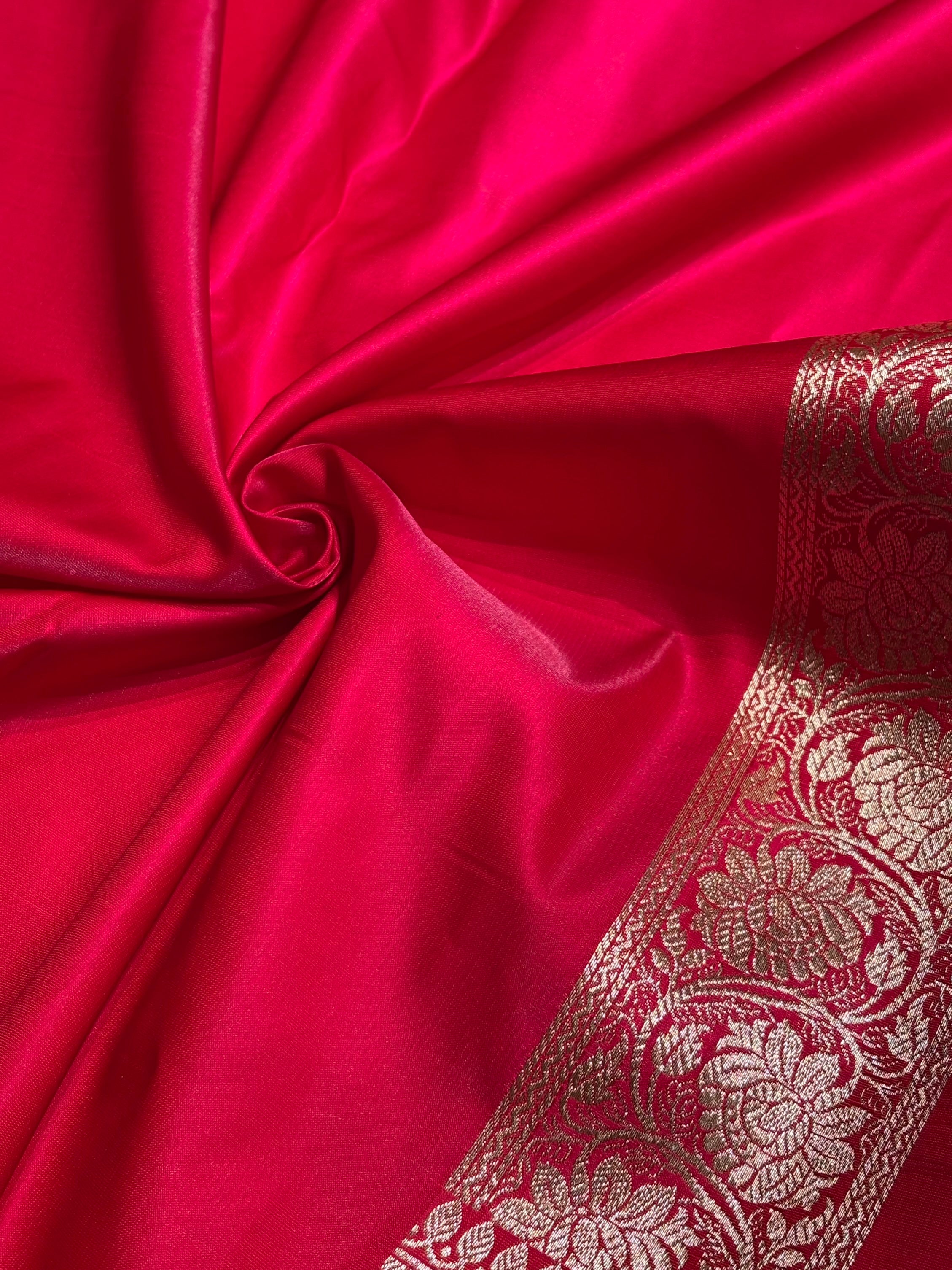 Reddish Pink Shades Banarasi Satin Silk Saree SS34