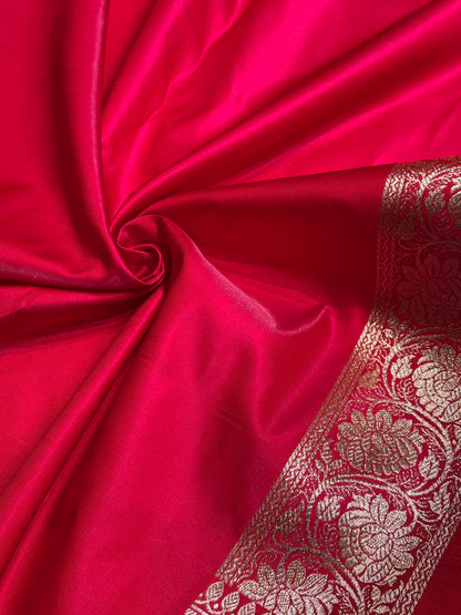 Reddish Pink Shades Banarasi Satin Silk Saree SS34