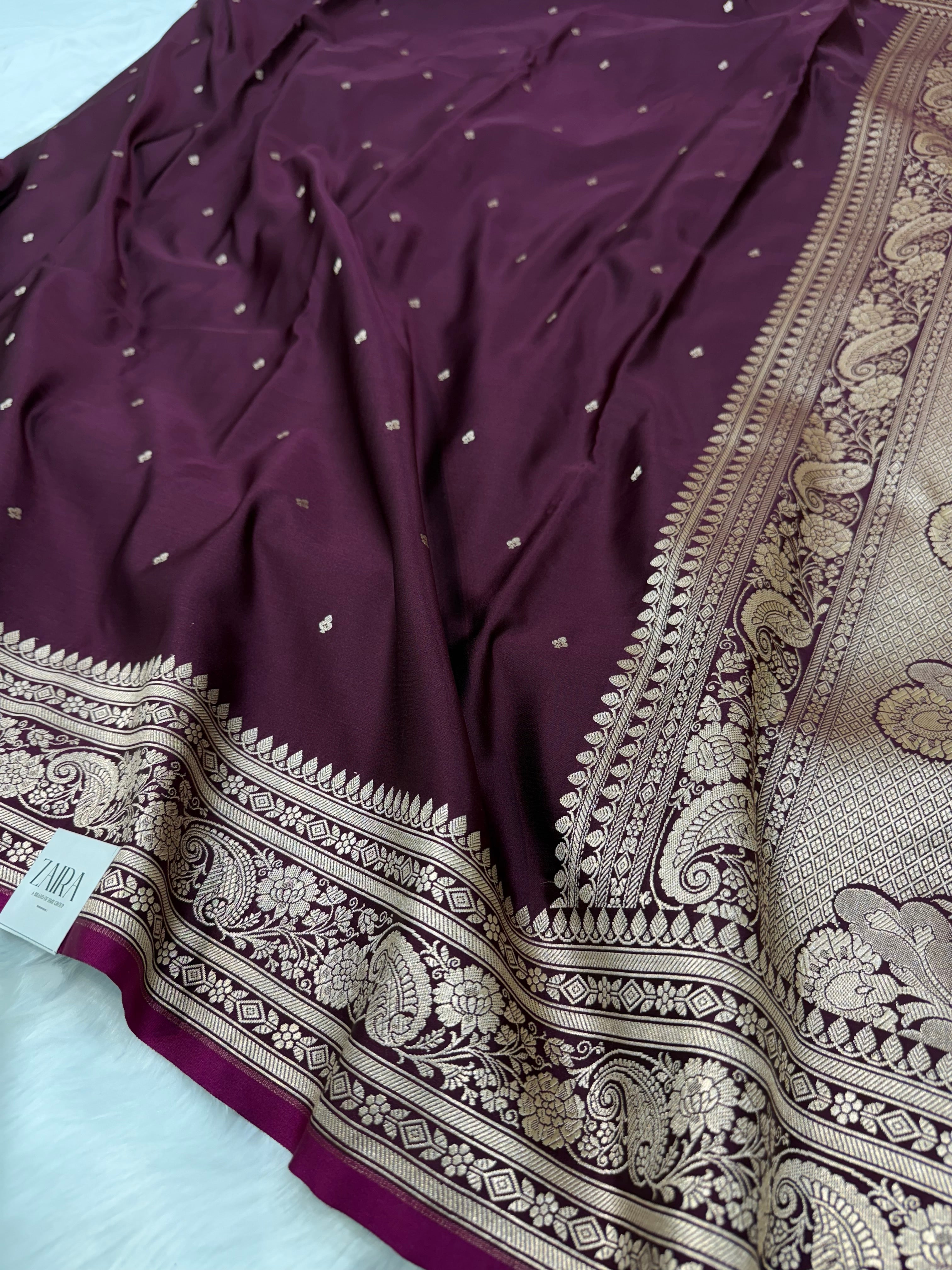 Wine shades Mashru Silk Saree for Festive Seasons