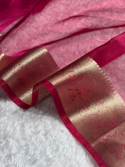 Banarasi Pink Shades Pure Tissue Silk Saree PT-60