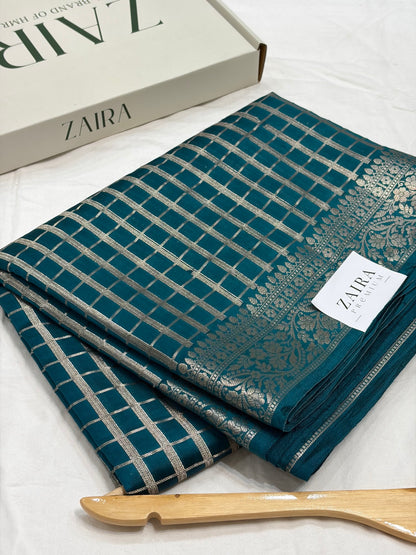 Rama Flower Booti Pure Caramel Silk Saree