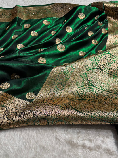 Chand Tara Bottle Green Boota With Traditional Banarasi Swarovski Work BSS04 (R)