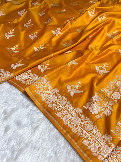 Mustard Shades Floral Boota Mashru Silk Saree MSM-67