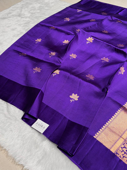 Royal Blue Boota Handwoven Raw Mango Silk RM-28