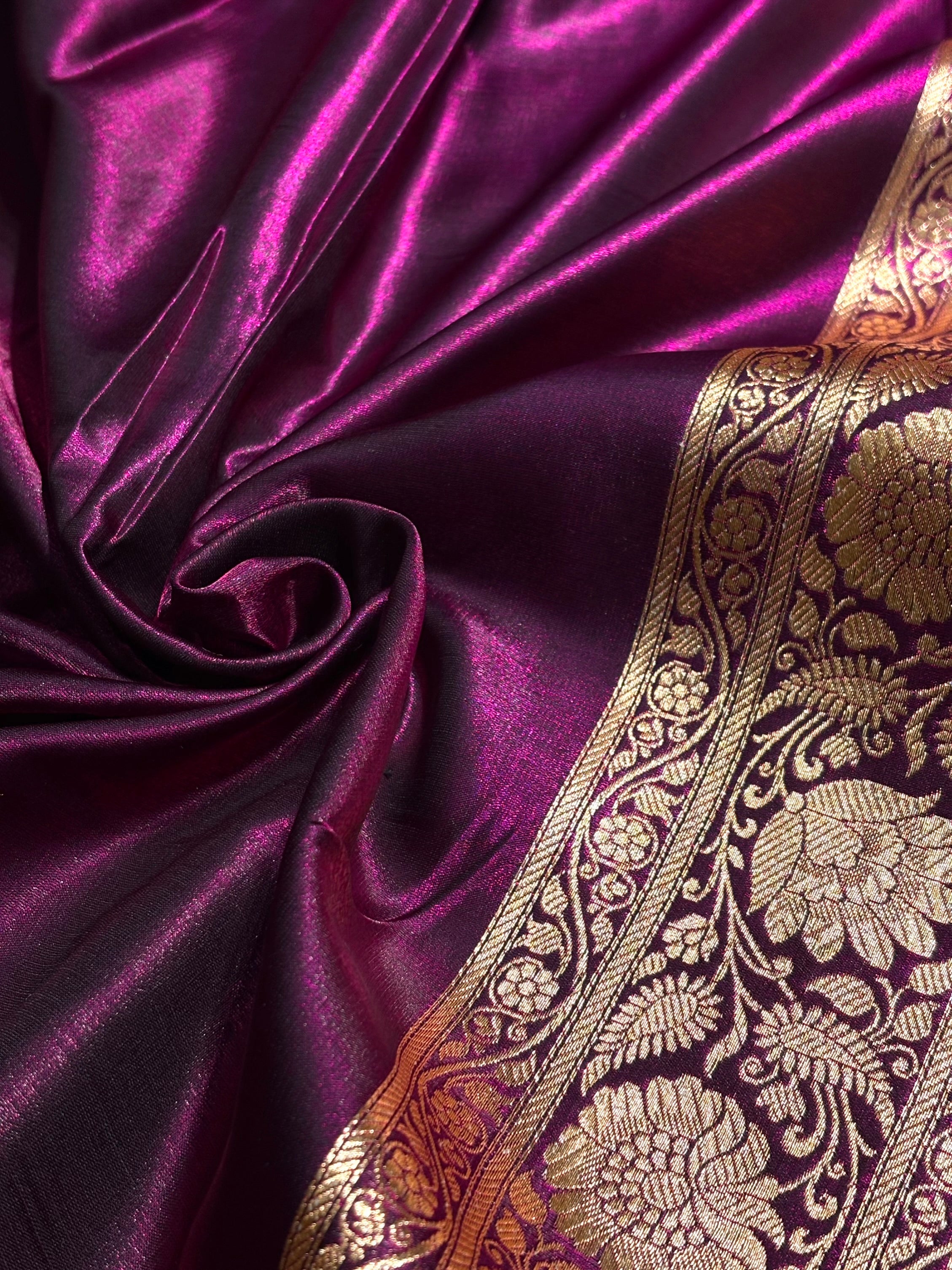 Satin Silk Banarasi Jaal In Wine Shades SS18