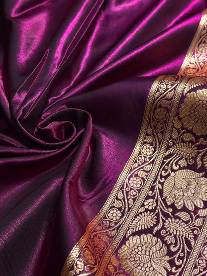 Satin Silk Banarasi Jaal In Wine Shades SS18