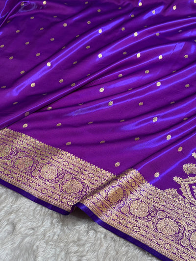 Banarasi Purple Shades Booti Pattern Banarasi Satin Silk Saree SS62