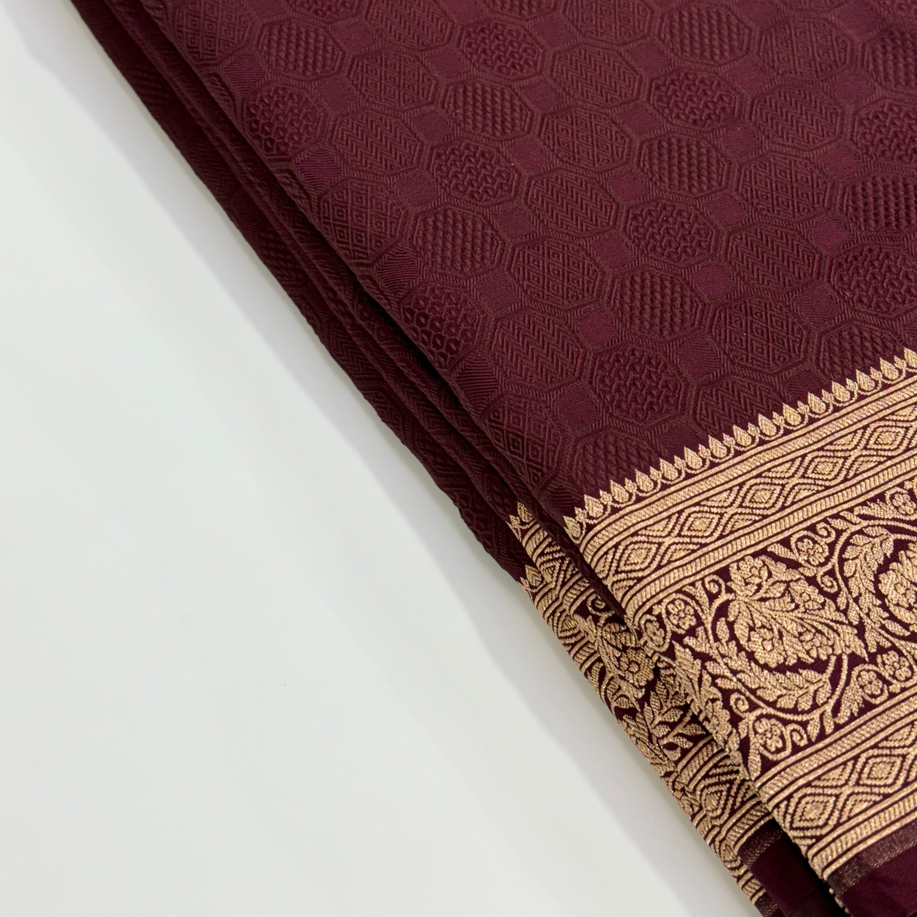 Chocolate Tanchoi Mashru Silk Saree