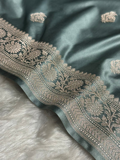 Turquoise Boota Mashru Silk Saree MCS25