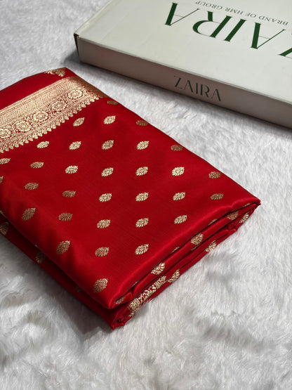 Red Shades Banarasi Satin Silk Saree SS36