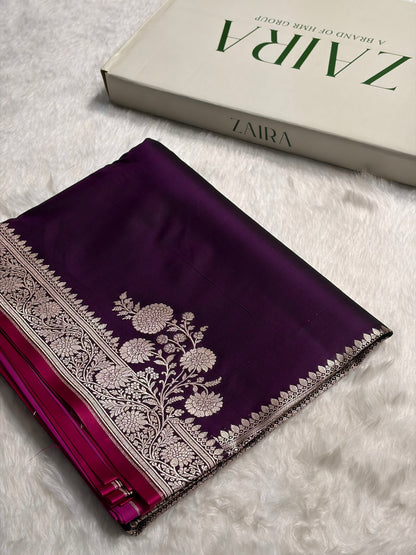 Wine Shades Floral Border Mashru Silk Saree MSM-62