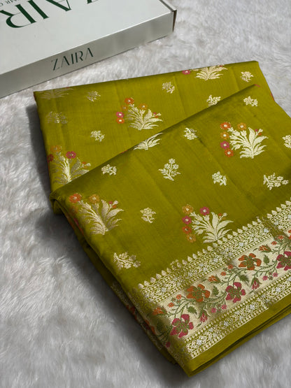 Minakari Liril Mehendi Shades Pure Chiniya Silk CH-01