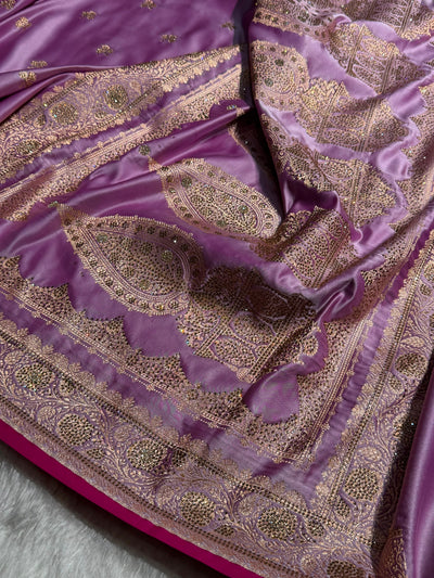 Banarasi Lavender Booti With Swarovski Work Katan Silk Saree BSK09