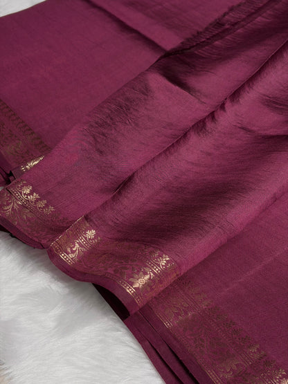 Wine Shade Handwoven Pure Katan Raw Mango Silk RM-06