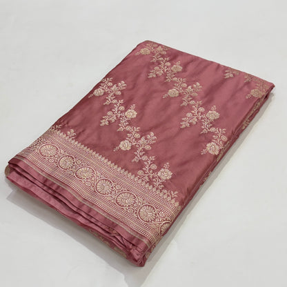 Banarasi Pattern Dusty Onion Pink Shade Mashru Silk Saree