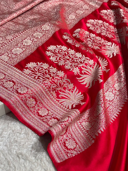 Banarasi Red Shades Brocade Mashru Silk Saree MS84