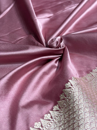 Blush Pink Floral Border Booti Mashru Silk Saree MS54
