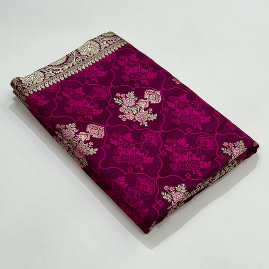 Magenta Tanchoi Minakari Mashru Silk Saree