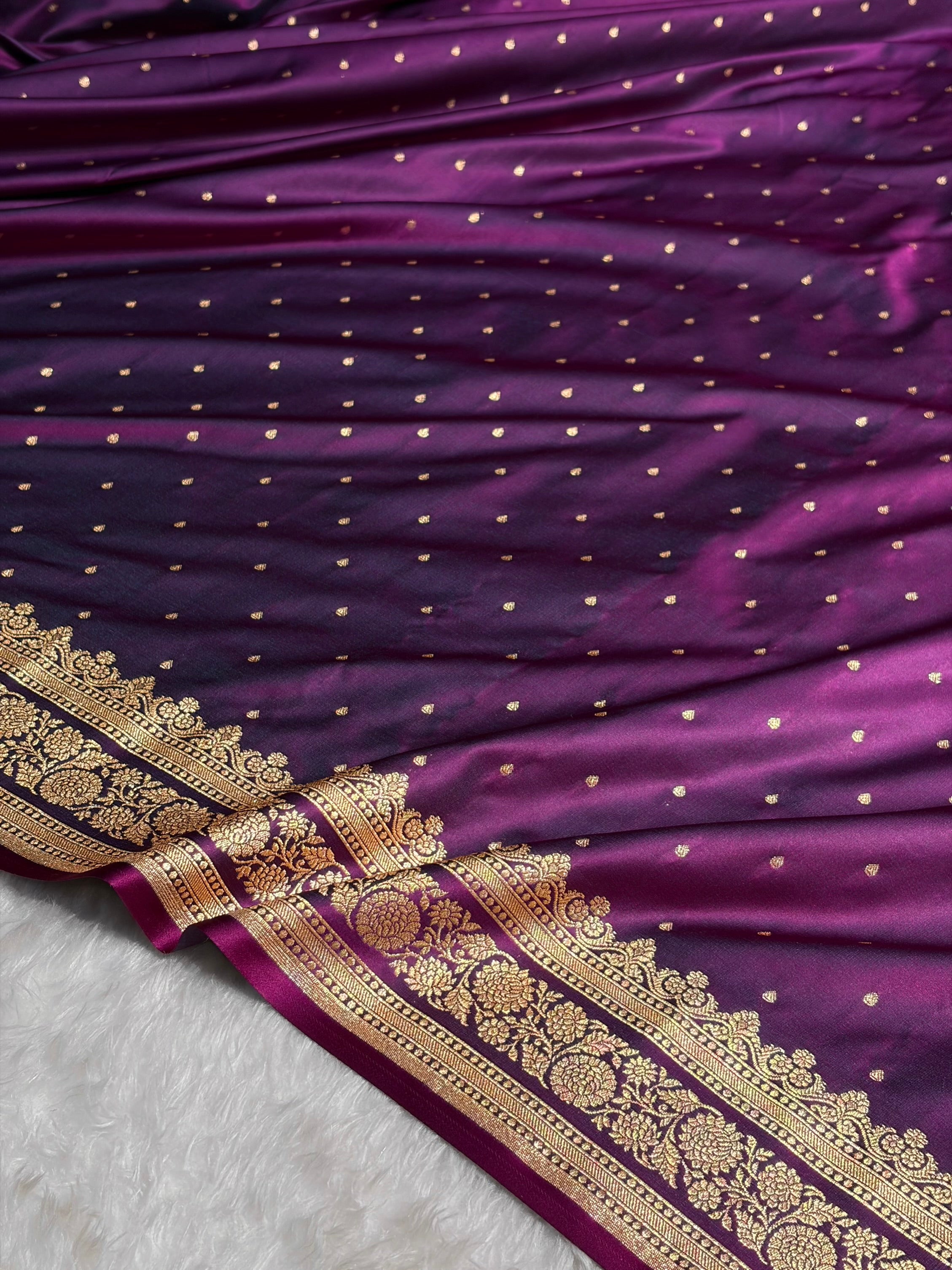Banarasi Satin Katan Saree in Wine Shades SK91