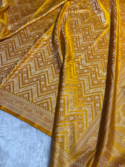 Mustard Jamawar Tanchoi With Minakari Jaal Katan Silk Saree SKTM-26