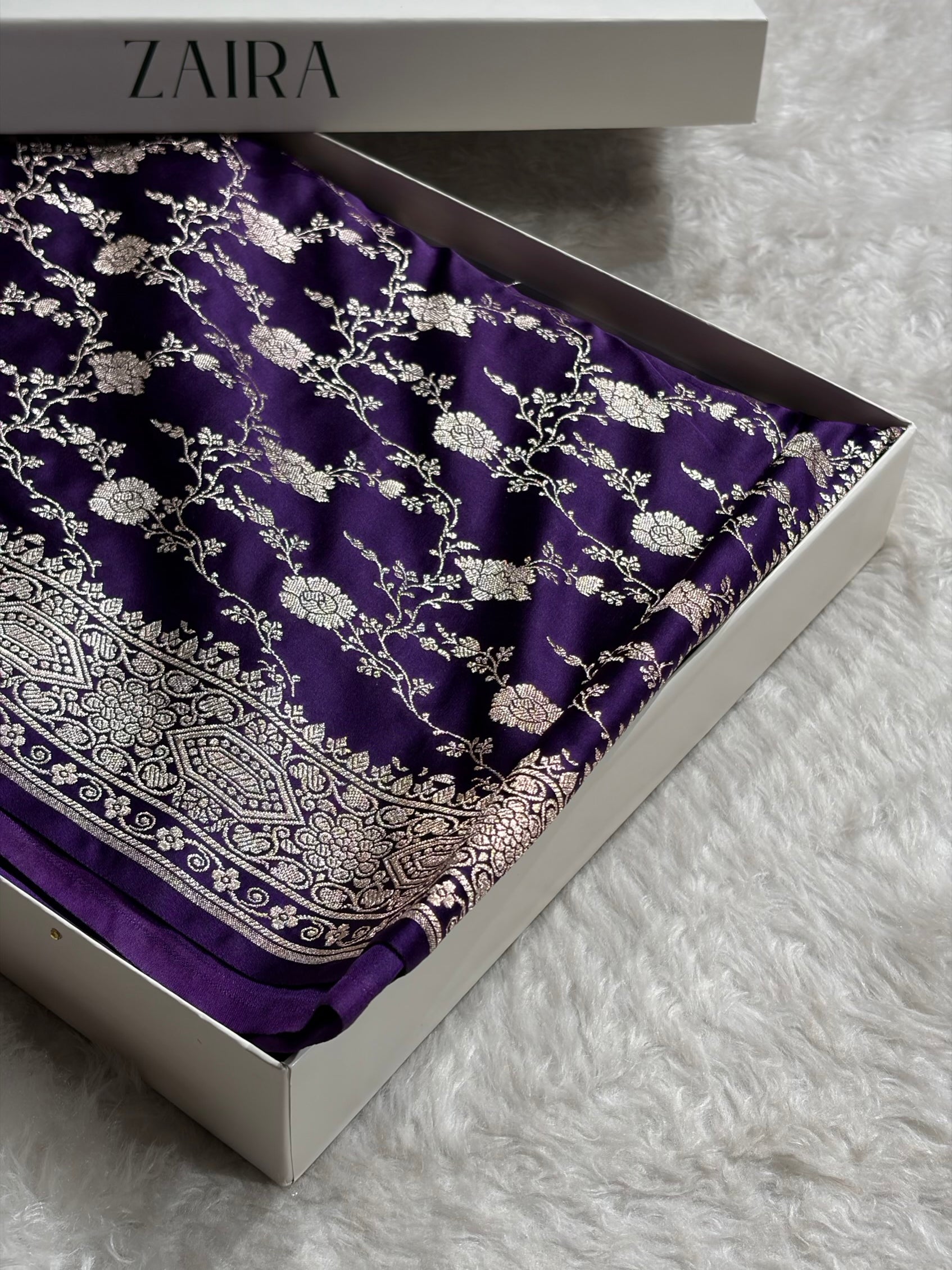 Banarasi Purple Shades Floral Mashru Silk Saree MCS92