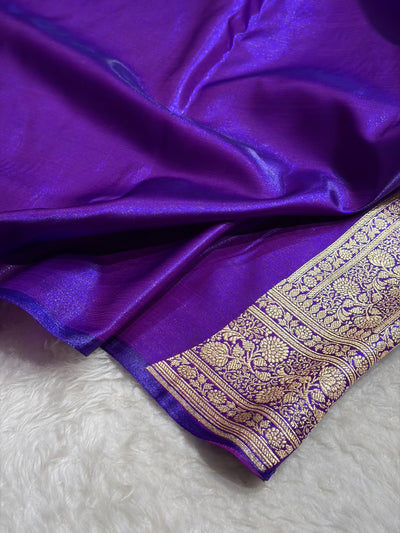 Purple Shades Jaal Pattern Banarasi Satin Silk Saree SS56