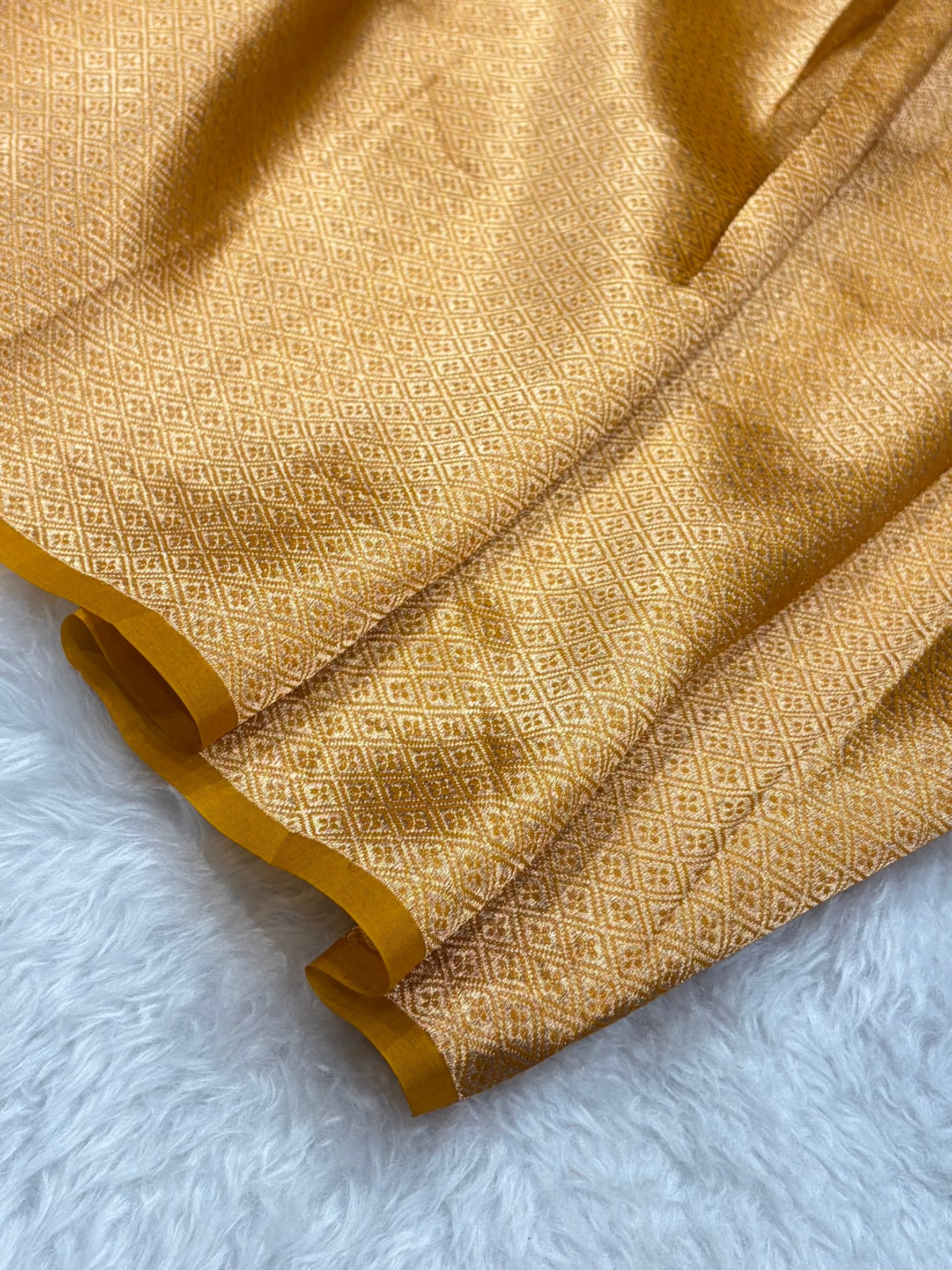 Pure Banarasi Organza Mustard Shades With Minakari Floral Banarasi Silk Saree PO-23