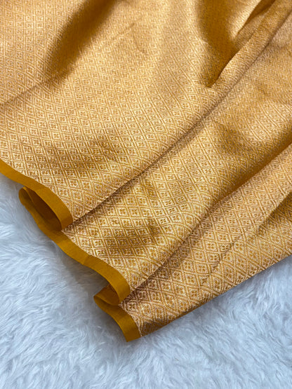 Pure Banarasi Organza Mustard Shades With Minakari Floral Banarasi Silk Saree PO-23