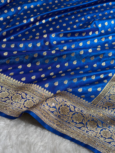 Birdal Cross Royal Blue Satin Silk Booti With Swarovski Work BSS01 (w)