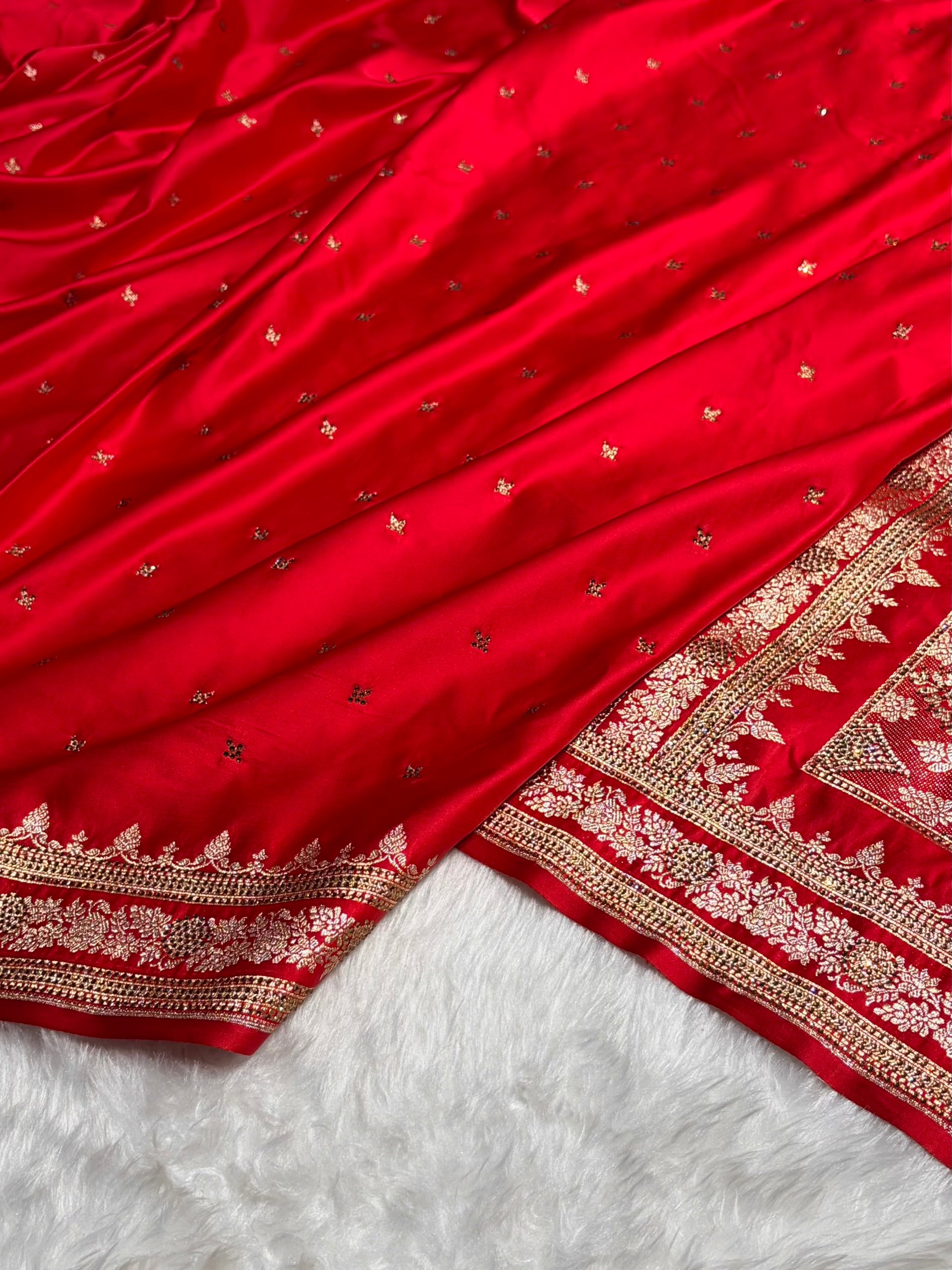 Red Banarasi Swarovski Work Booti Katan Silk Saree BSKM17