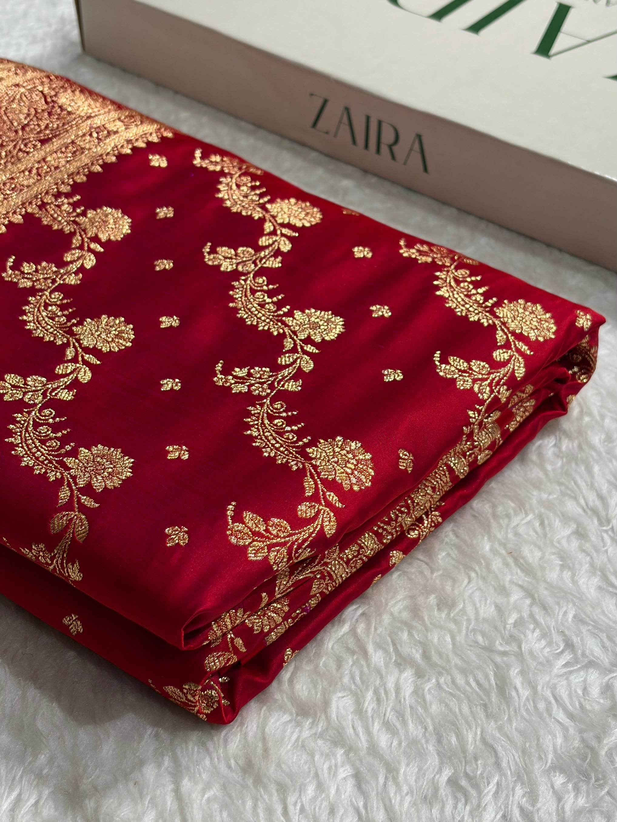 Banarasi Satin Katan Saree With Jaal Pattern in Cross Maroon Shades SK121