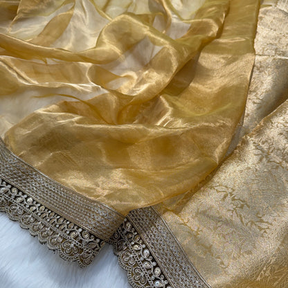 Mustard Pure Tissue Silk Saree with Gotta Patti PTGP5