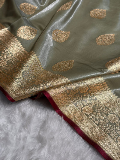Ultra Light Weight Satin Silk Boota in Gray Shades SS05