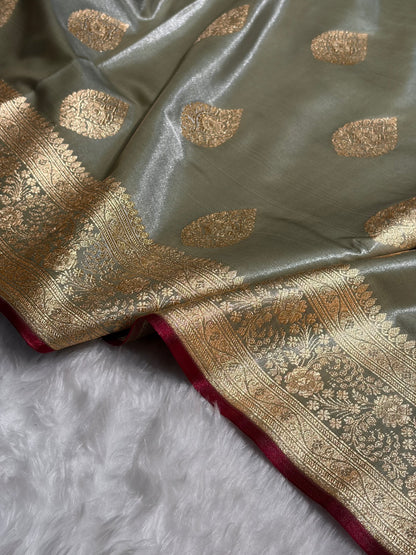 Ultra Light Weight Satin Silk Boota in Gray Shades SS05