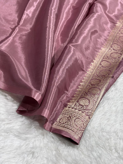 Mauve Shades With Contrast Border Crepe Silky Katan Banarasi Saree CSK-07
