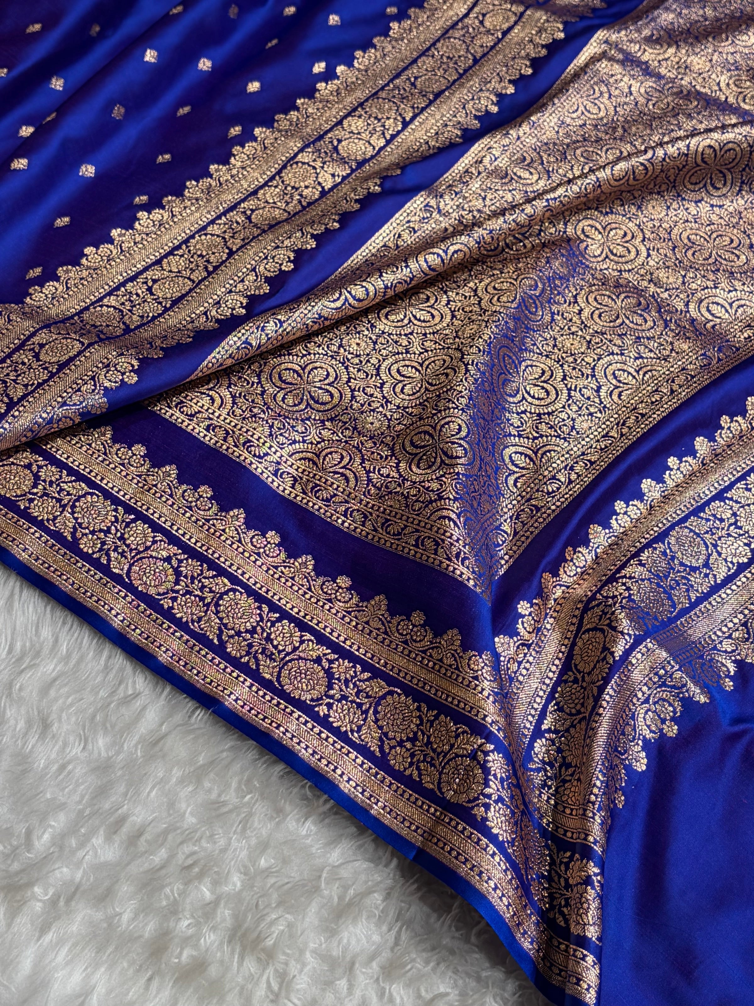 Royal Purple Booti Pattern Satin Katan Silk Saree SK51