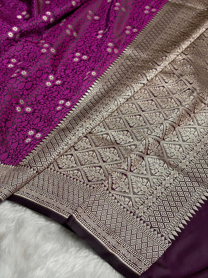 Magenta Shades Tanchoi Motif Mashru Silk Saree MST-12