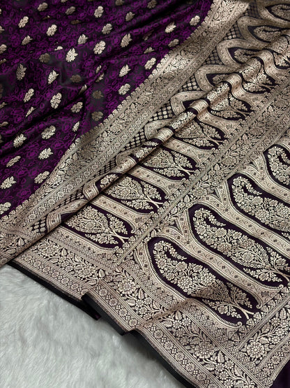 Dark Magenta Shades Tanchoi Motif Mashru Silk Saree MST-10