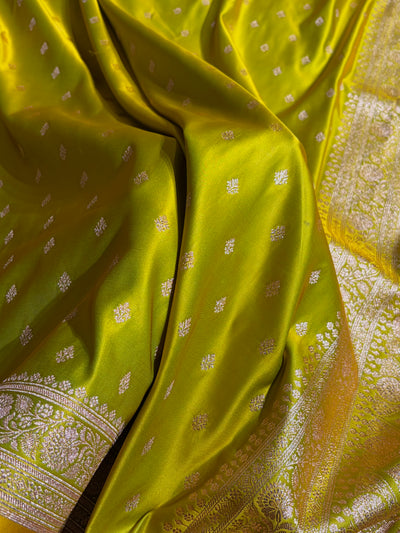 Banarasi Boota Katan Silk Saree In Liril Green Shades SK03