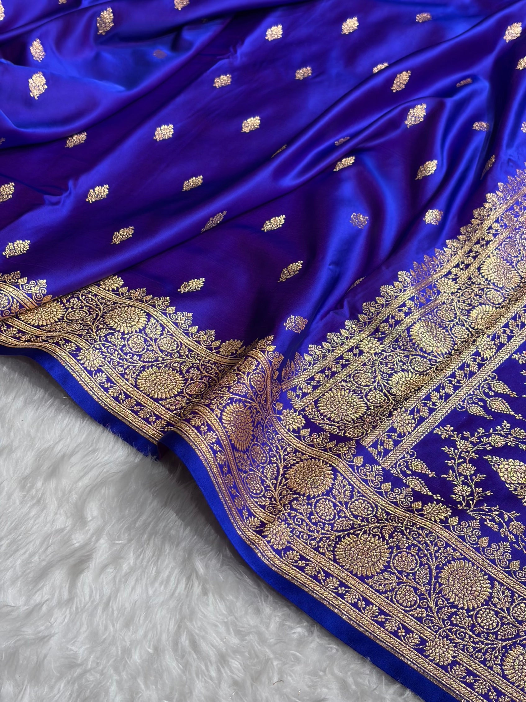 Banarasi Satin Katan Saree in Royal Purple Shades SK82