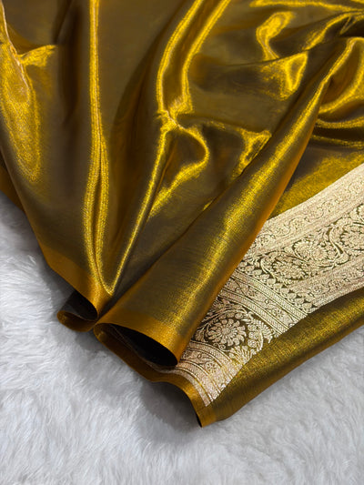 Ultra Light Weight Satin Silk Jaal in Mehendi Shades SS13