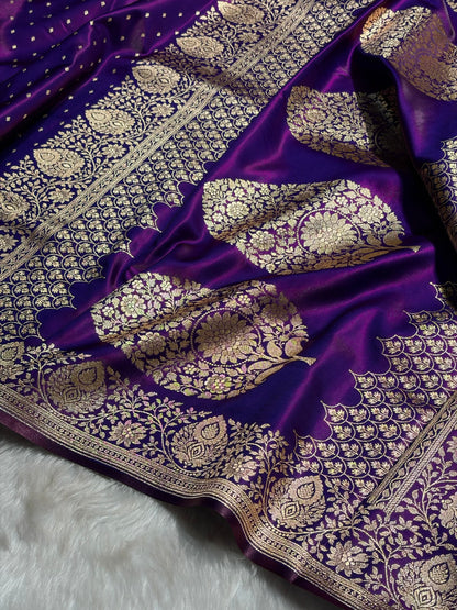 Ultra Light Weight Satin Silk Boota in Magentic Wine Shades SS31