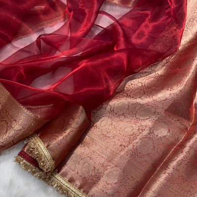 Bridal Red Pure Tissue Silk Saree with Gotta Patti PTGP-02