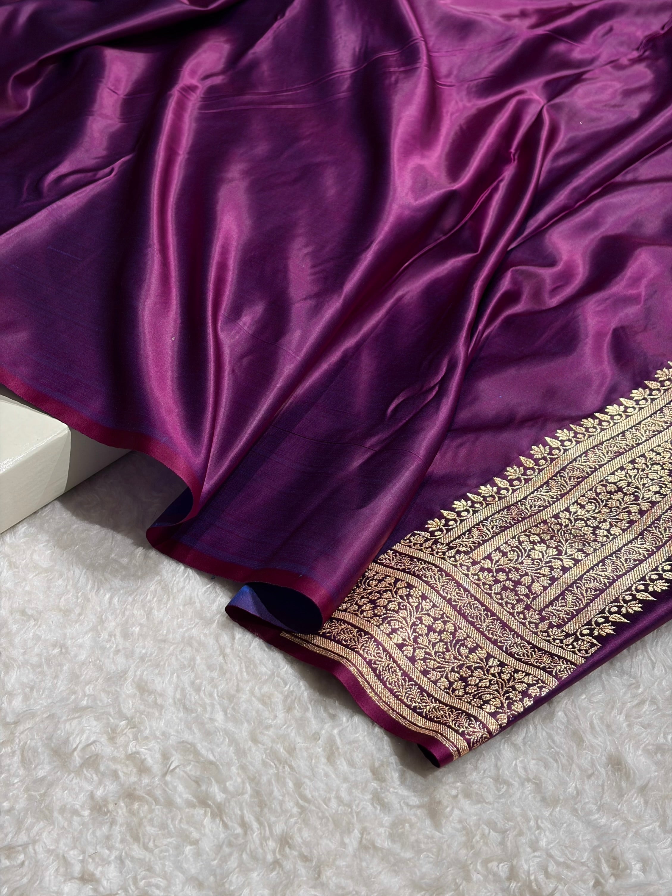 Banarasi Satin Katan Saree With Boota in Cross Wine Shades SK89