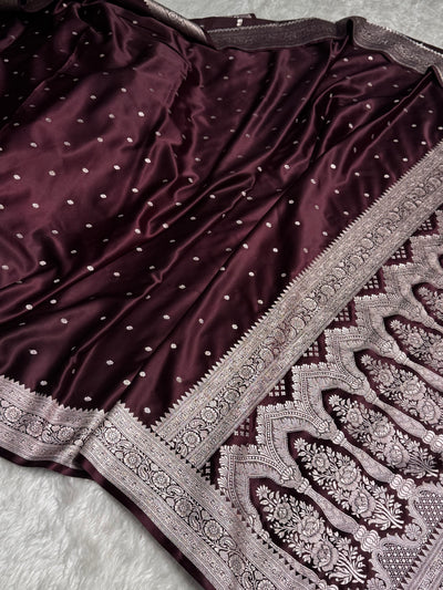 Beautiful Dark Coffee Booti Mashru Silk Saree MCS26