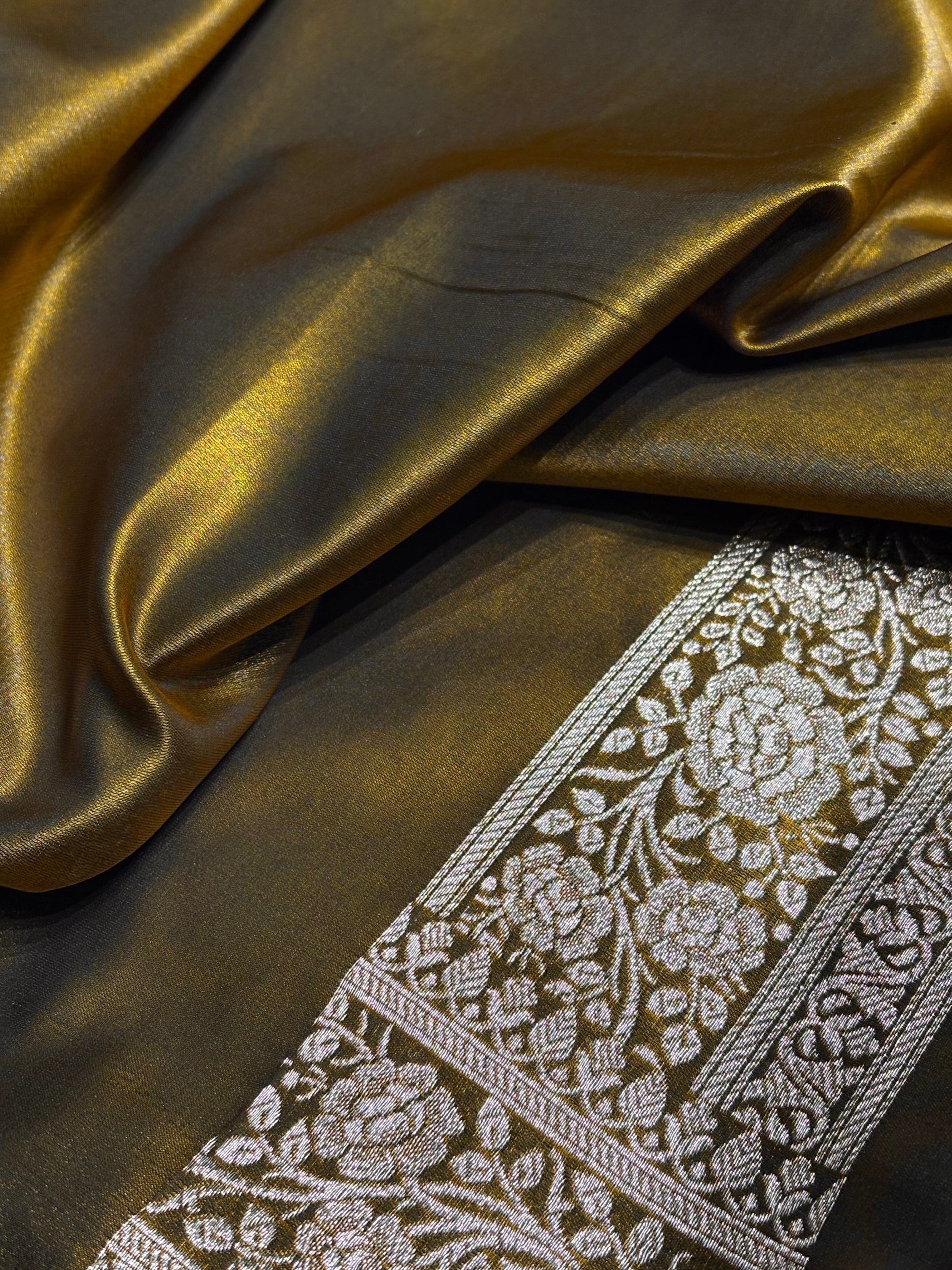 Light Weight Mehendi Green shades Satin Silk Saree SS15
