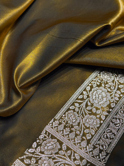 Light Weight Mehendi Green shades Satin Silk Saree SS15